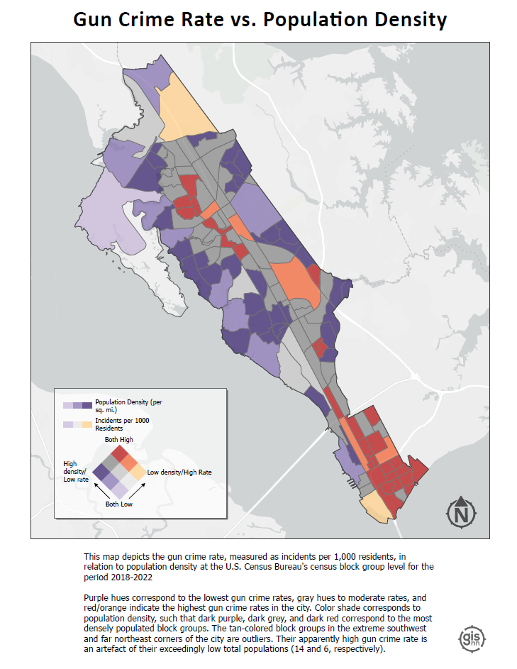 bivariate, pop density vs incident rate